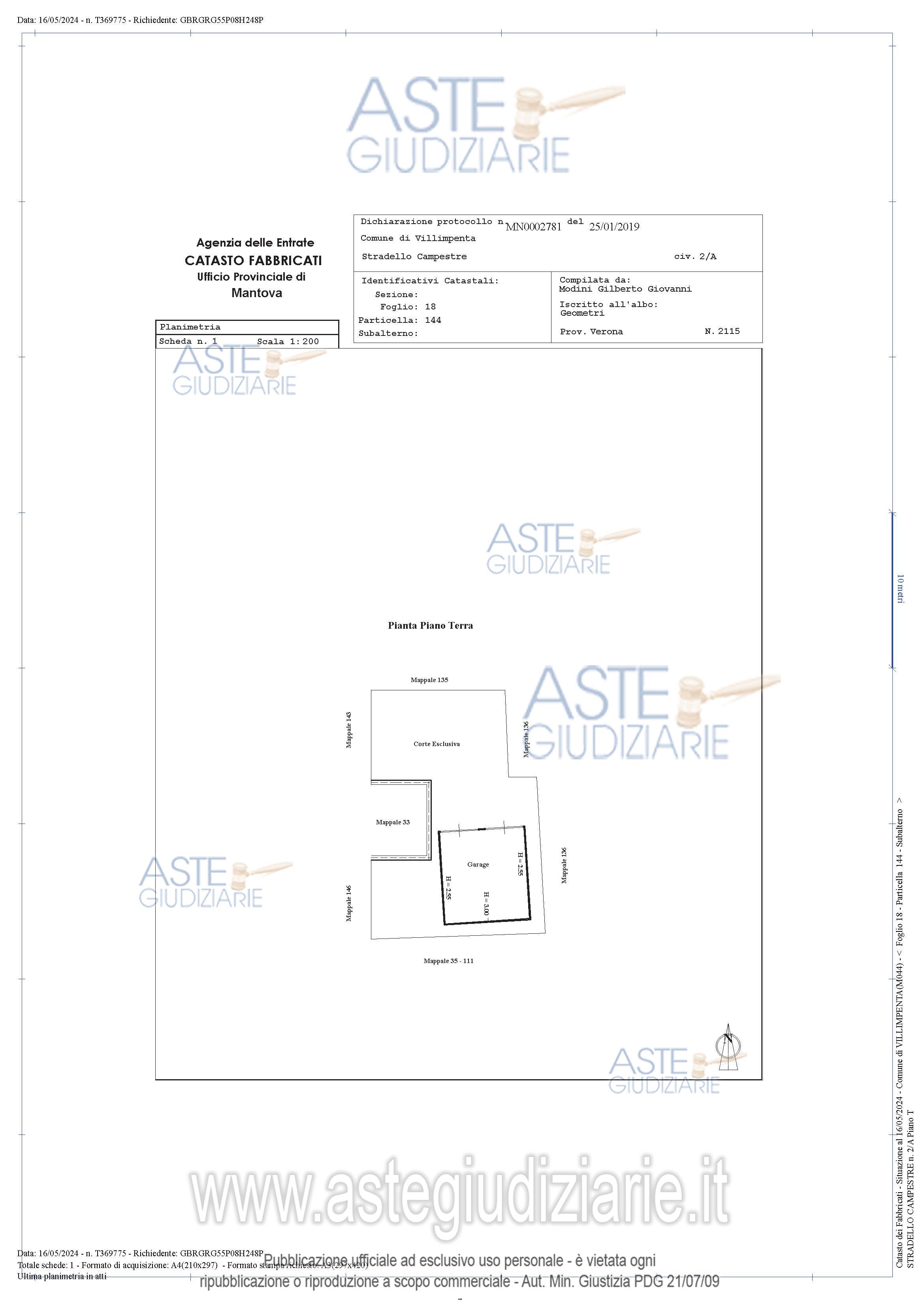 Planimetria del bene