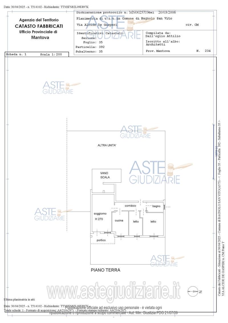 Planimetria del bene