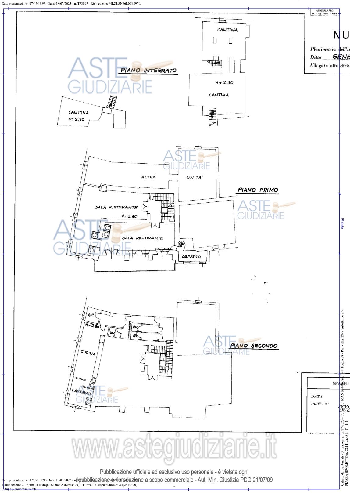 Planimetria del bene