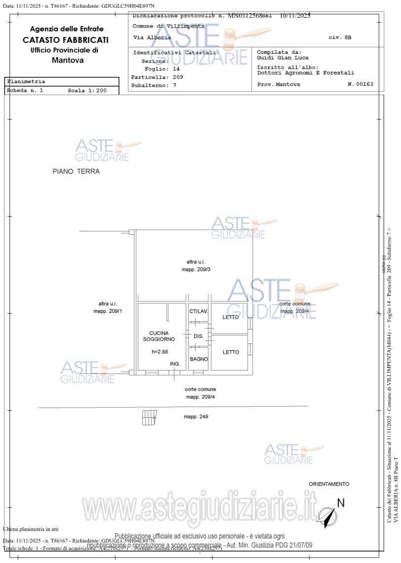 Planimetria del bene