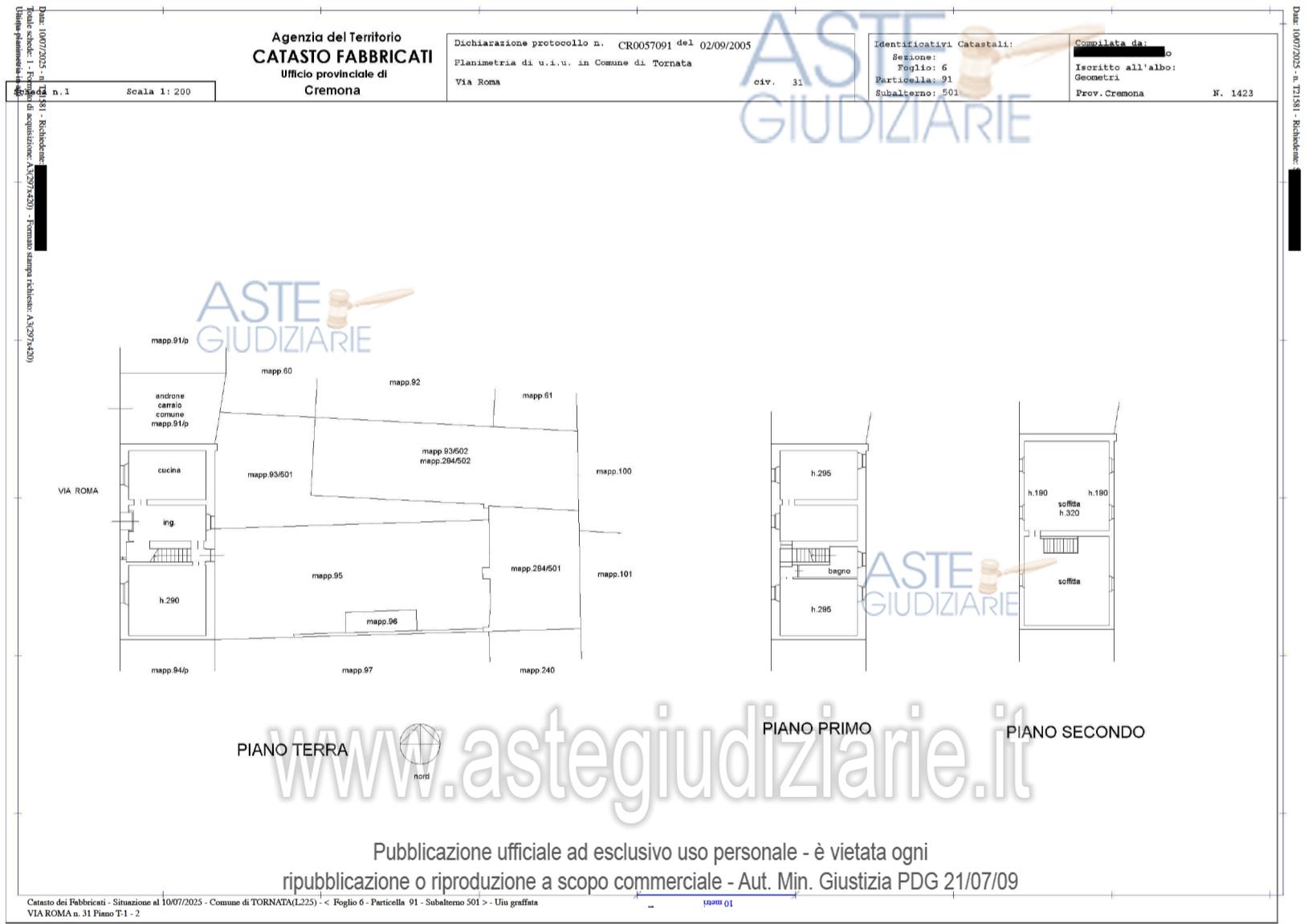 Planimetria del bene