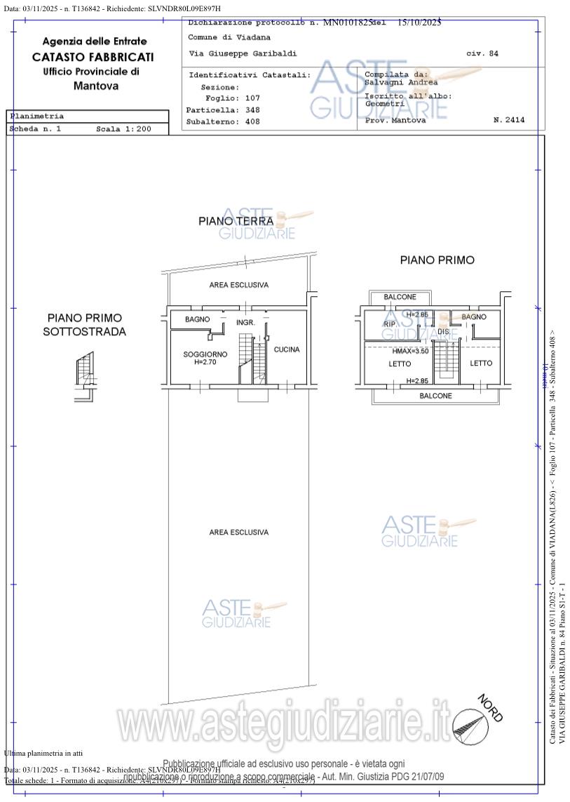Planimetria del bene