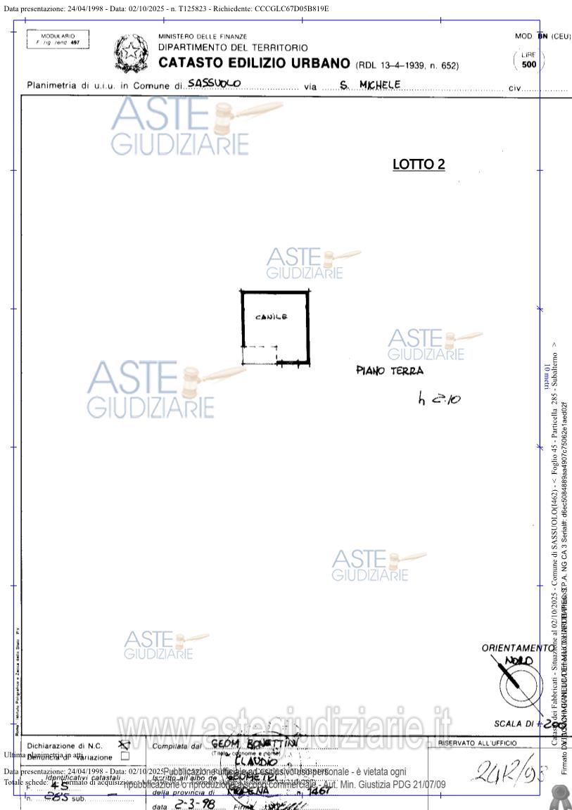 Planimetria del bene