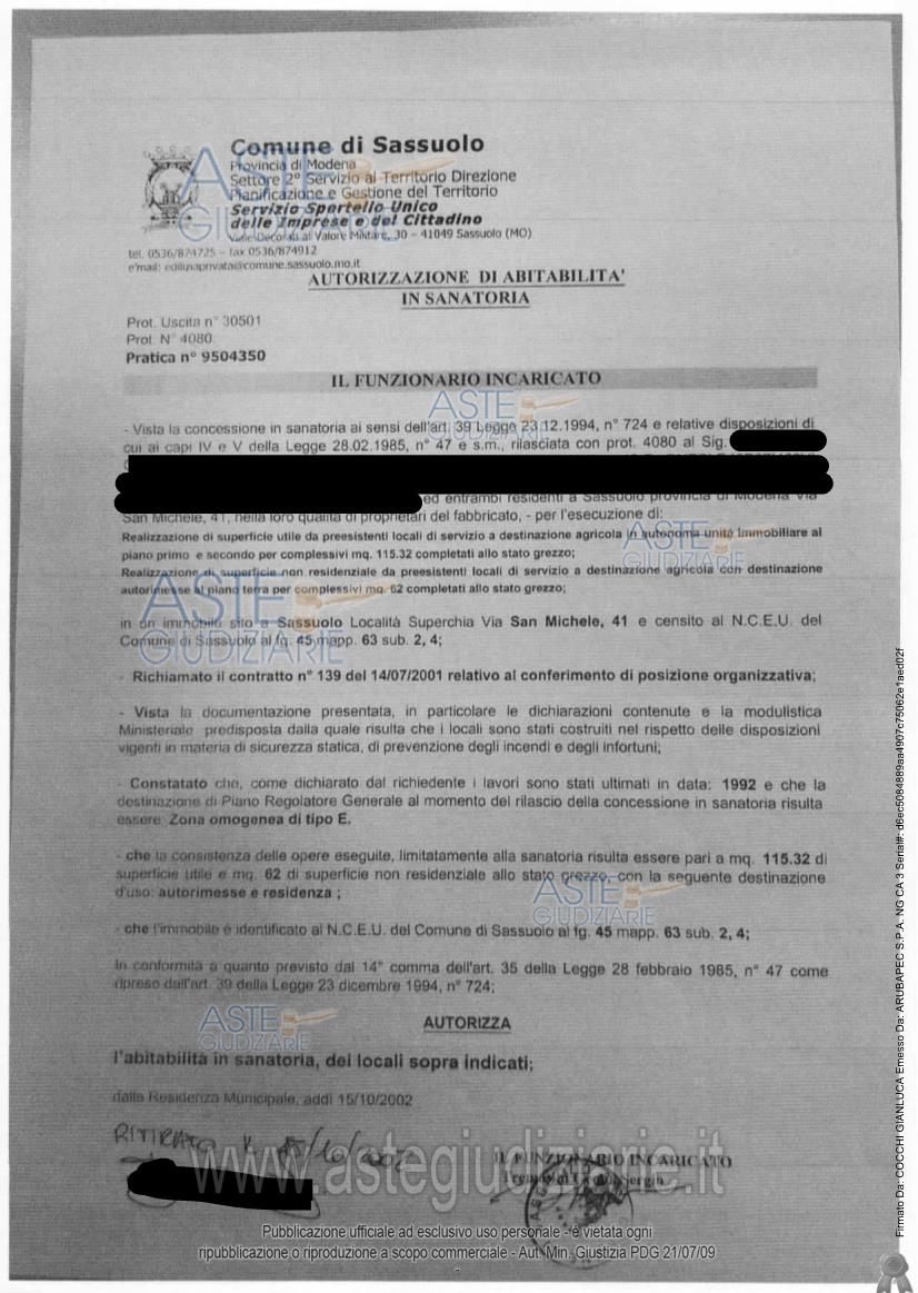 Planimetria del bene