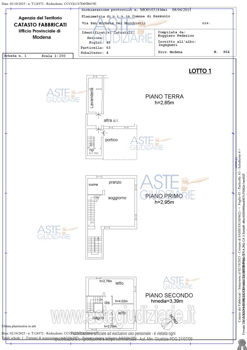 Planimetria del bene
