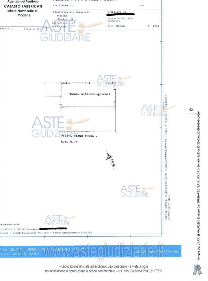 Planimetria del bene