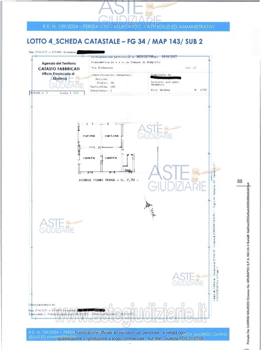 Planimetria del bene