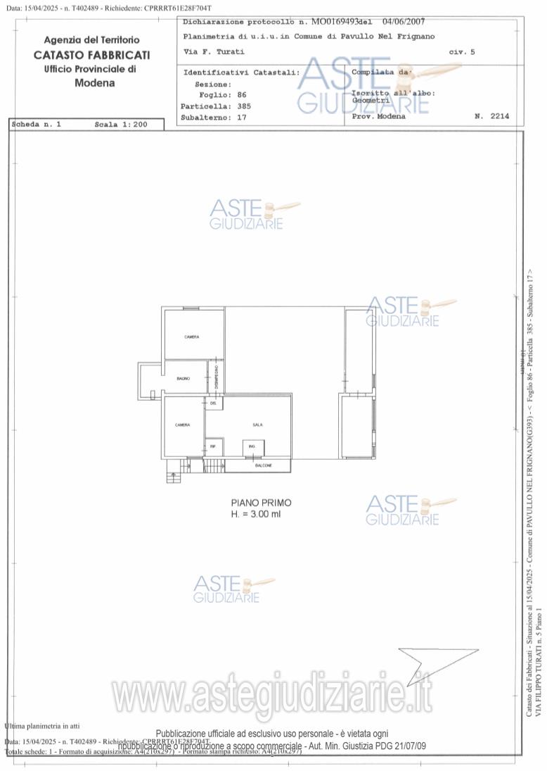 Planimetria del bene