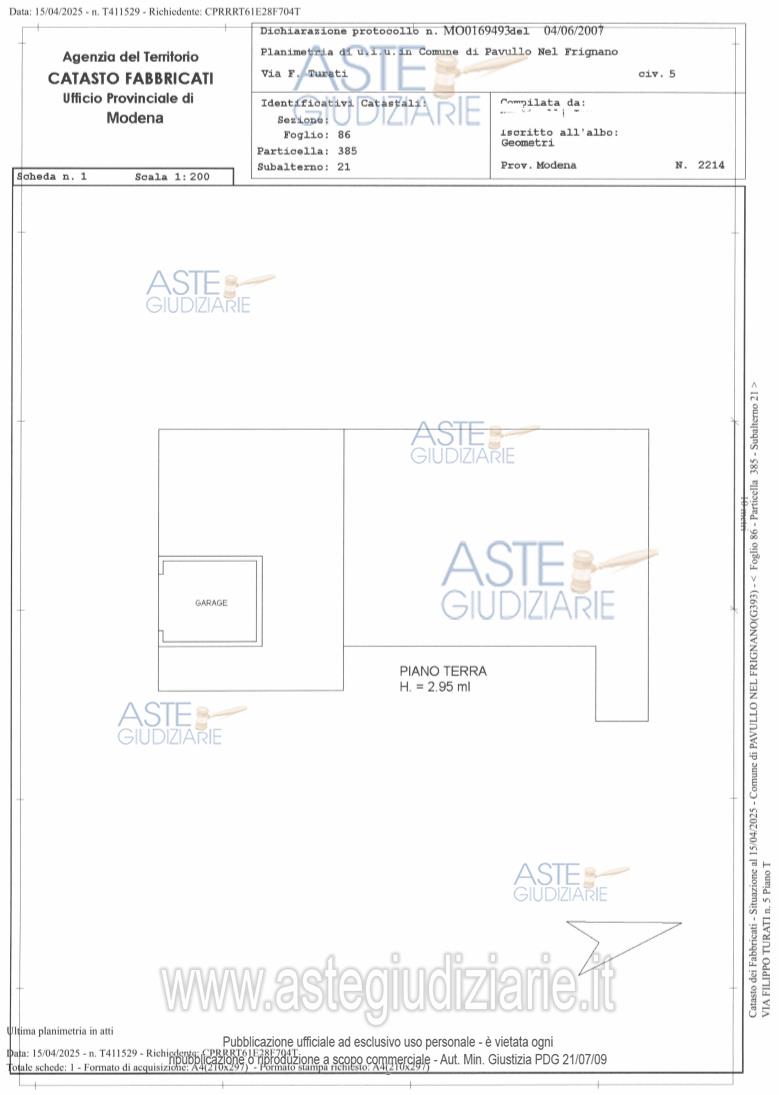 Planimetria del bene