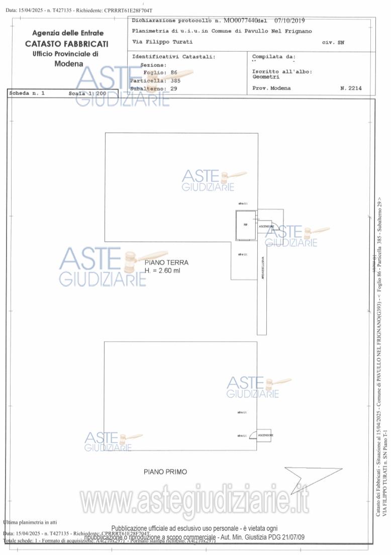 Planimetria del bene