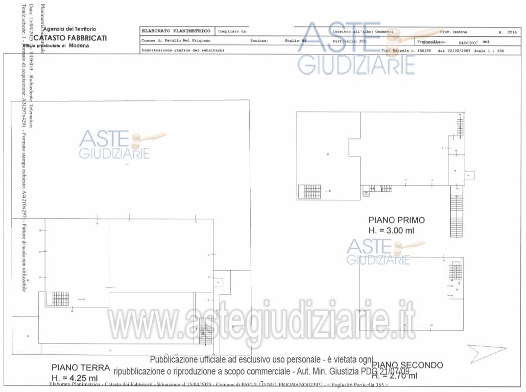 Planimetria del bene
