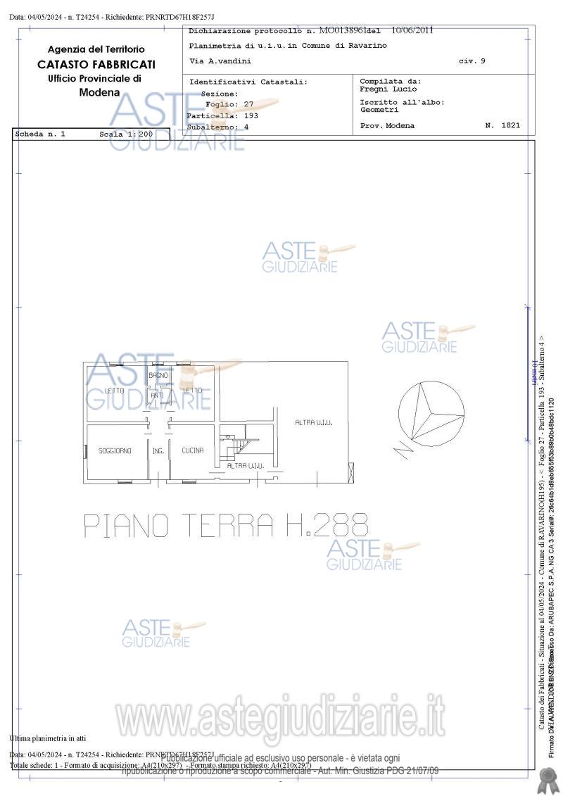 Planimetria del bene