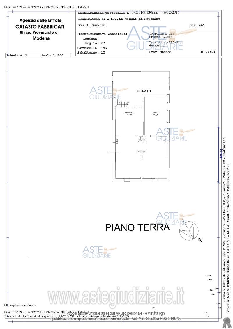 Planimetria del bene