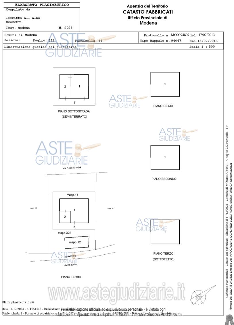 Planimetria del bene
