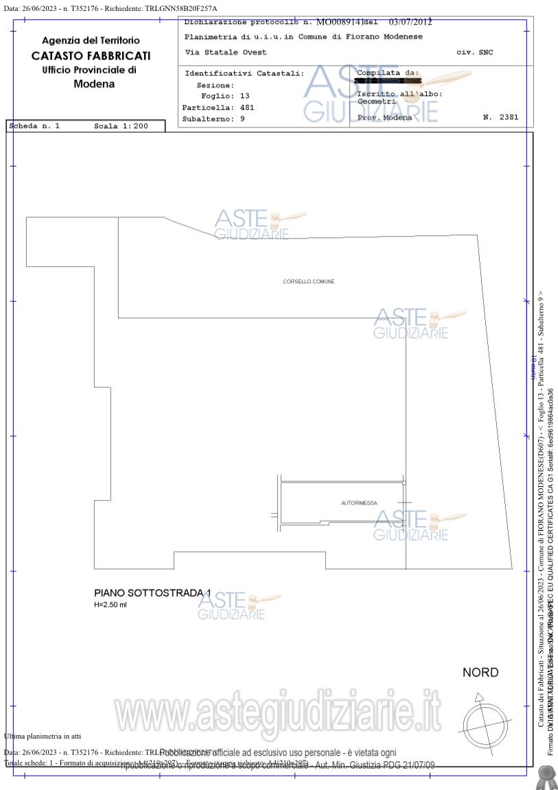 Planimetria del bene