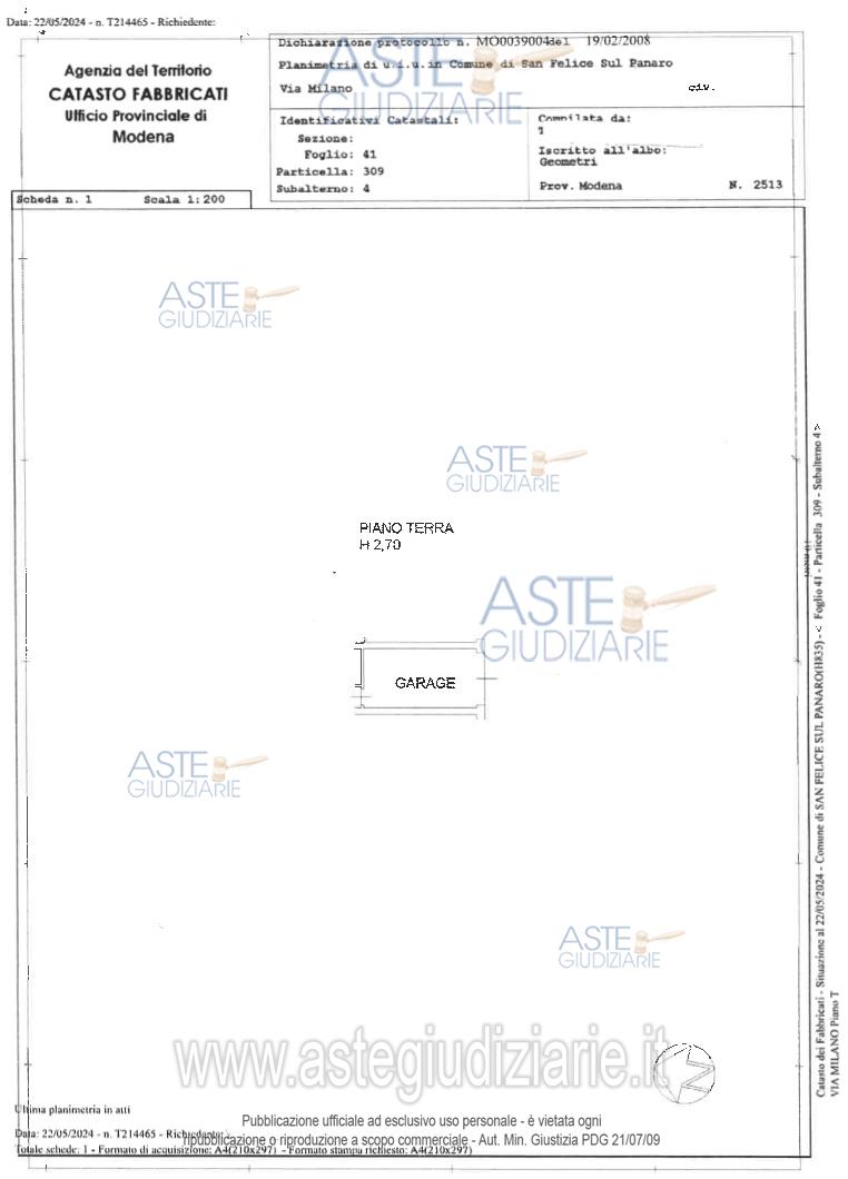 Planimetria del bene