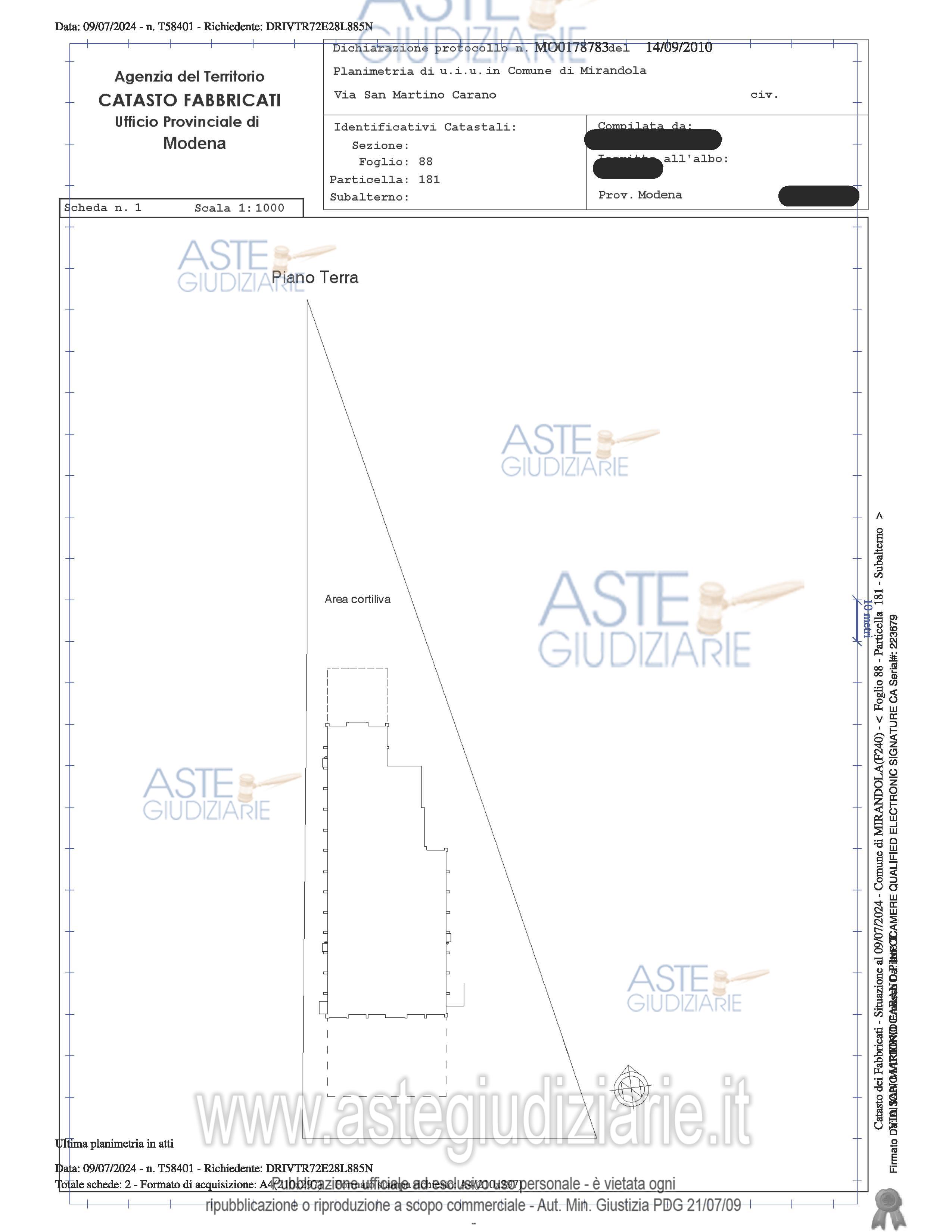 Planimetria del bene