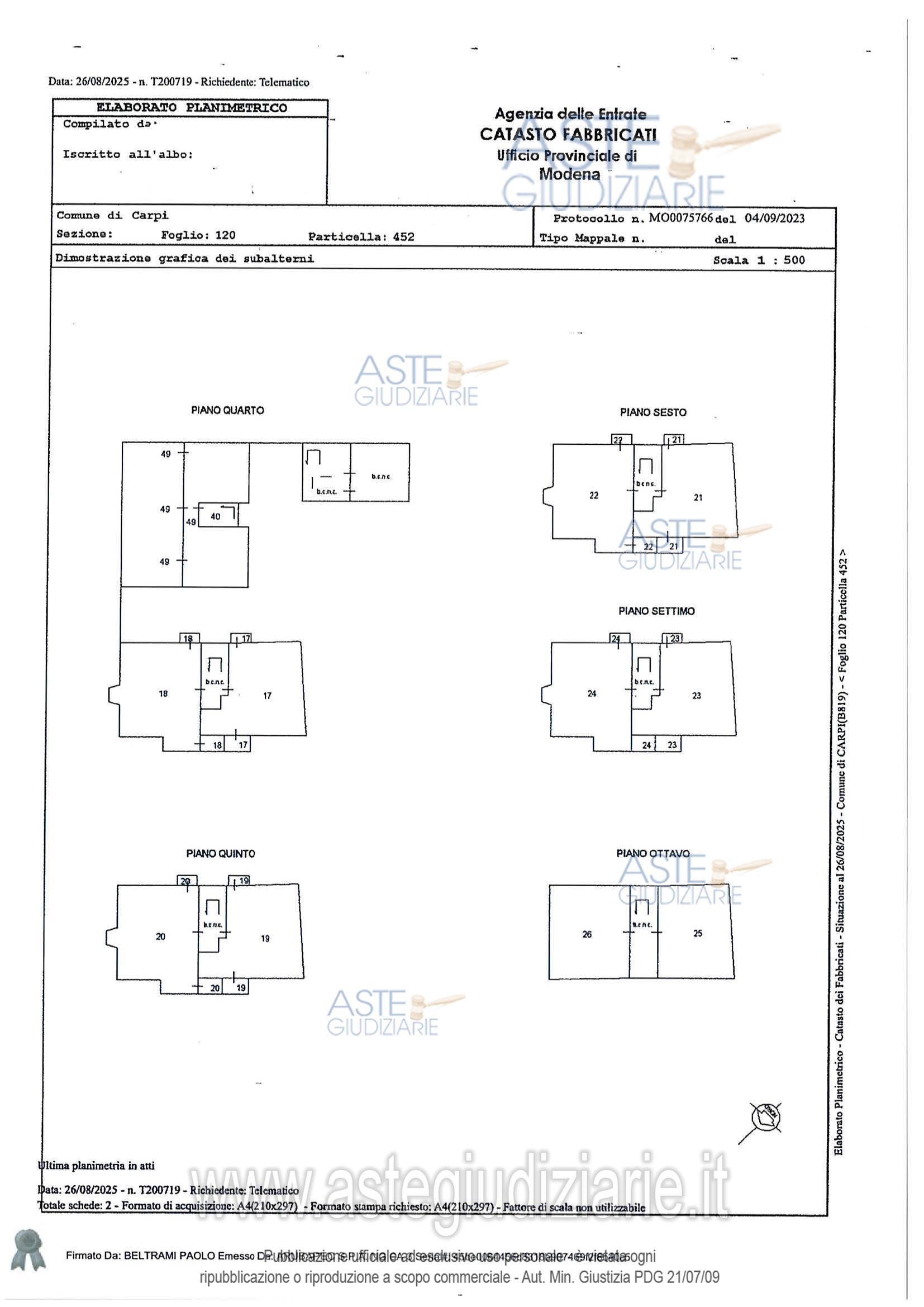 Planimetria del bene