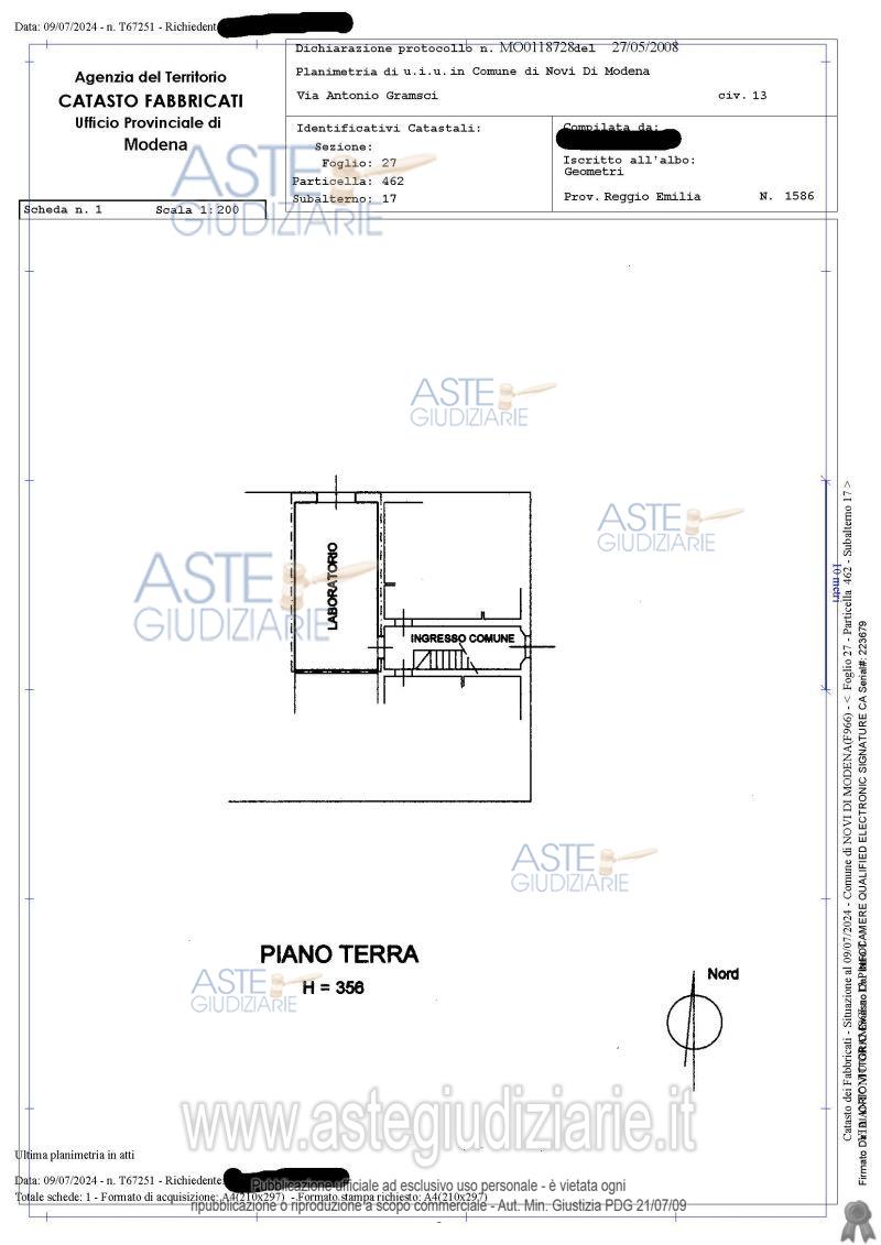 Planimetria del bene