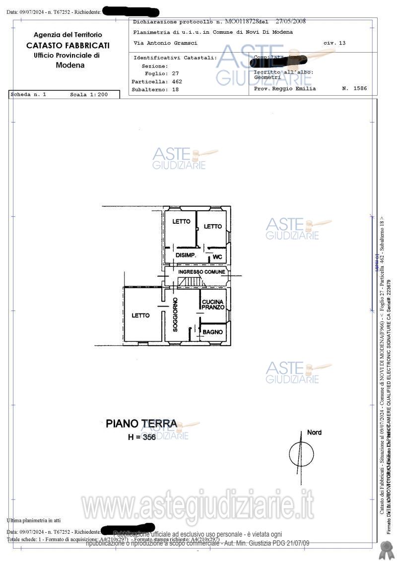 Planimetria del bene