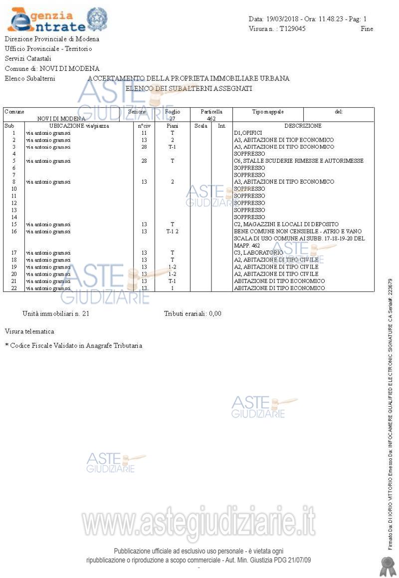 Planimetria del bene