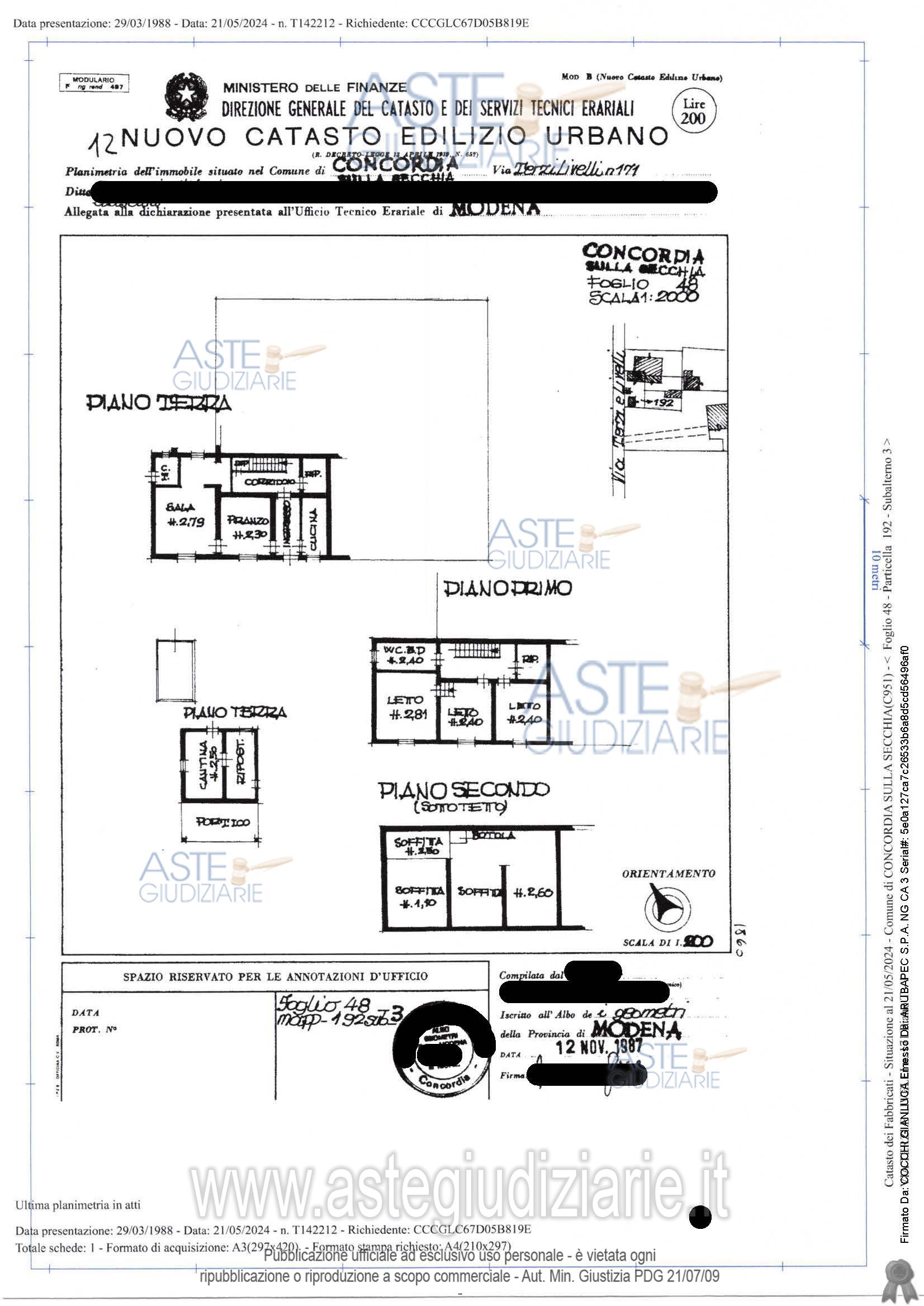 Planimetria del bene