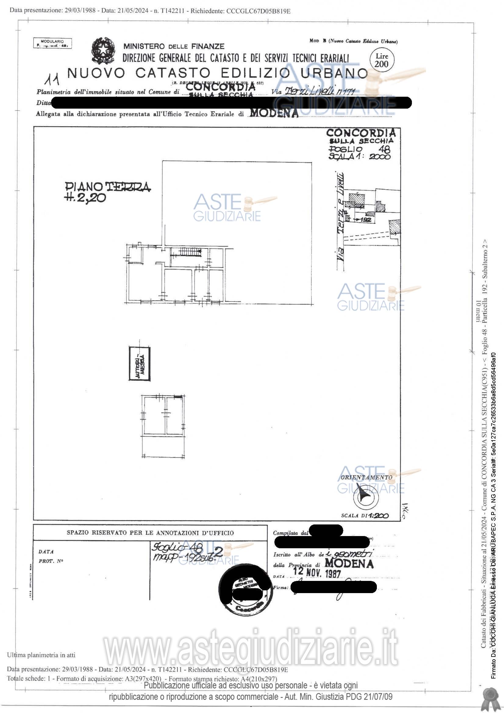 Planimetria del bene