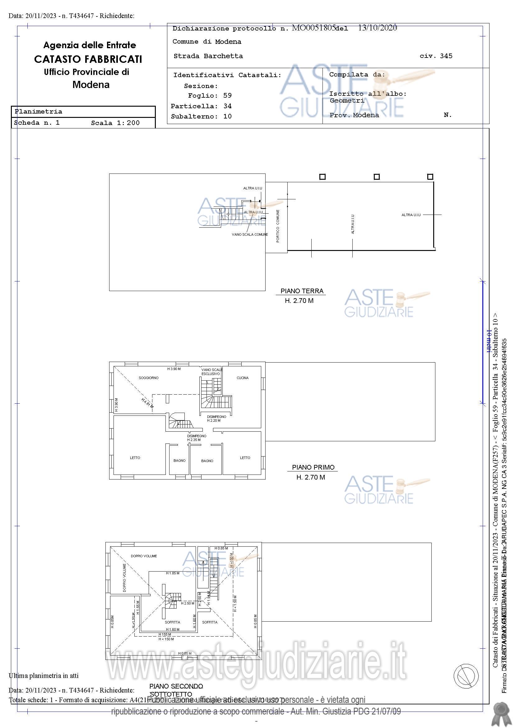 Planimetria del bene