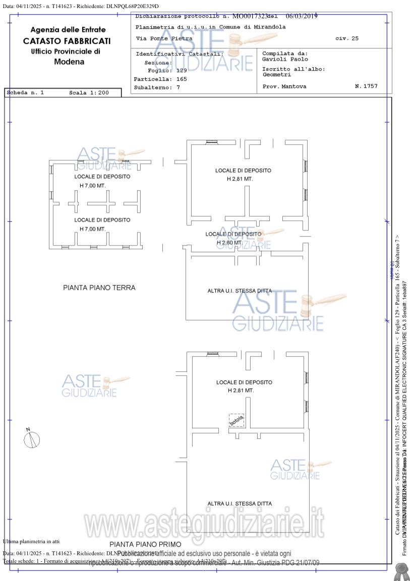 Planimetria del bene
