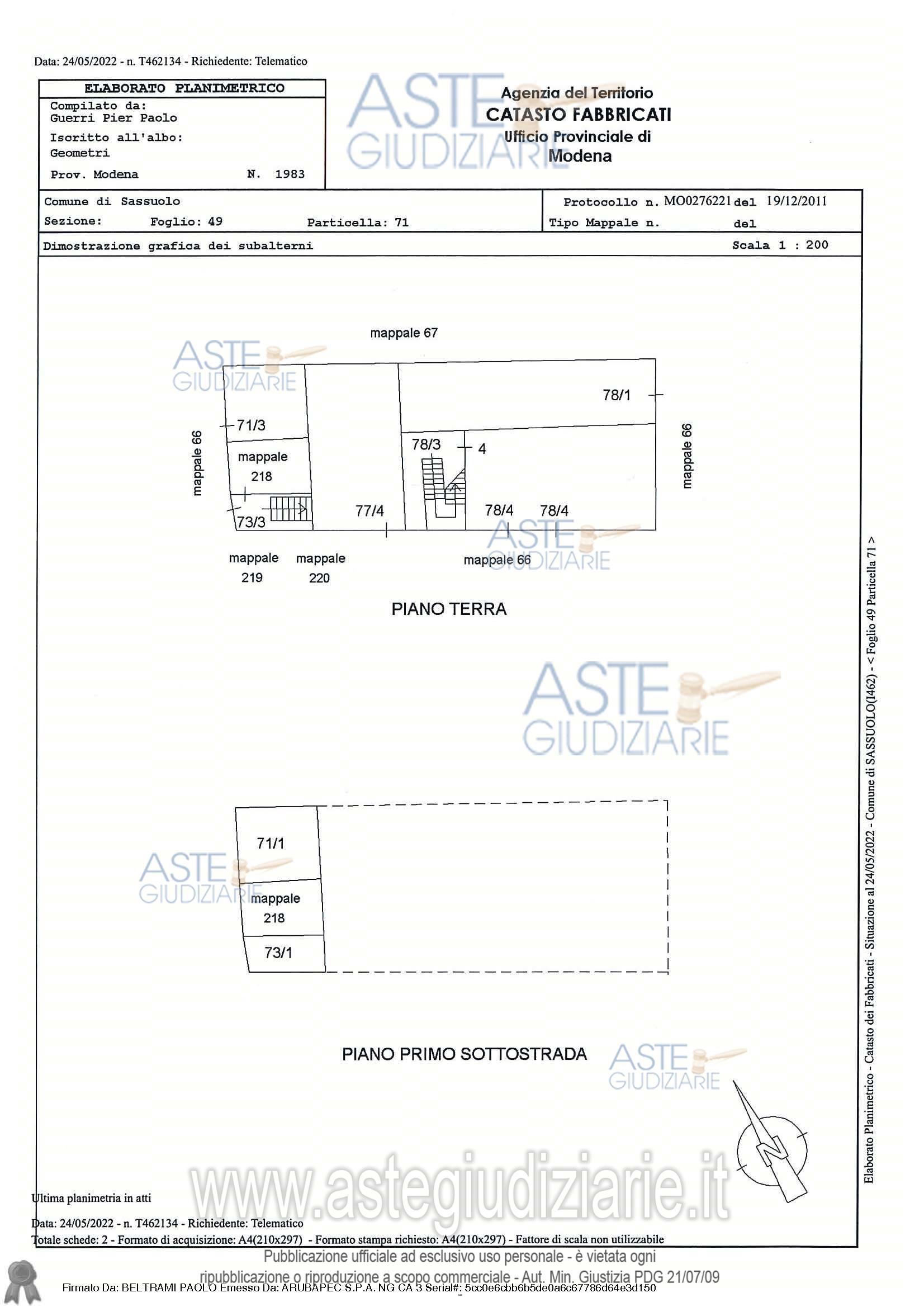 Planimetria del bene