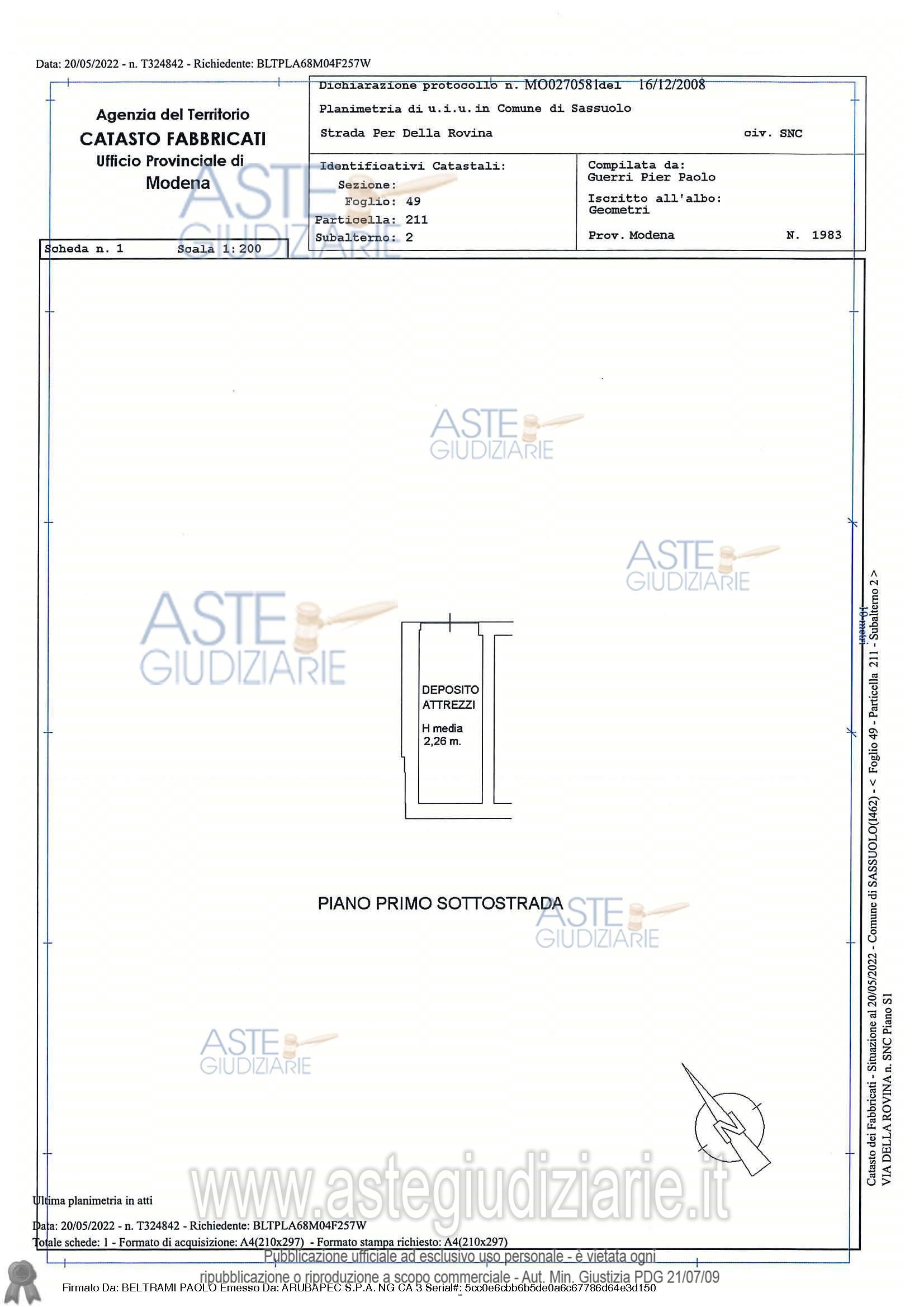 Planimetria del bene
