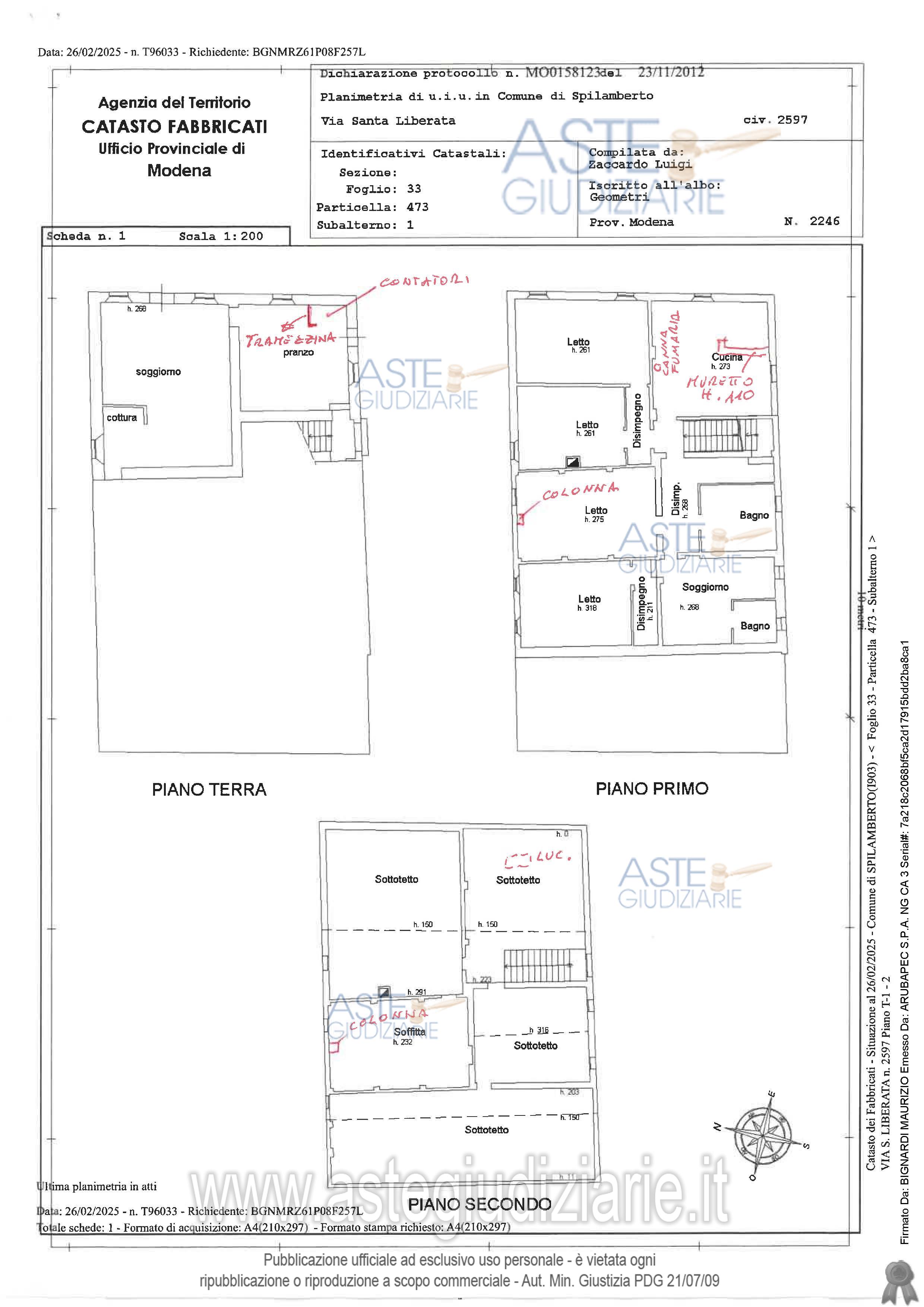 Planimetria del bene