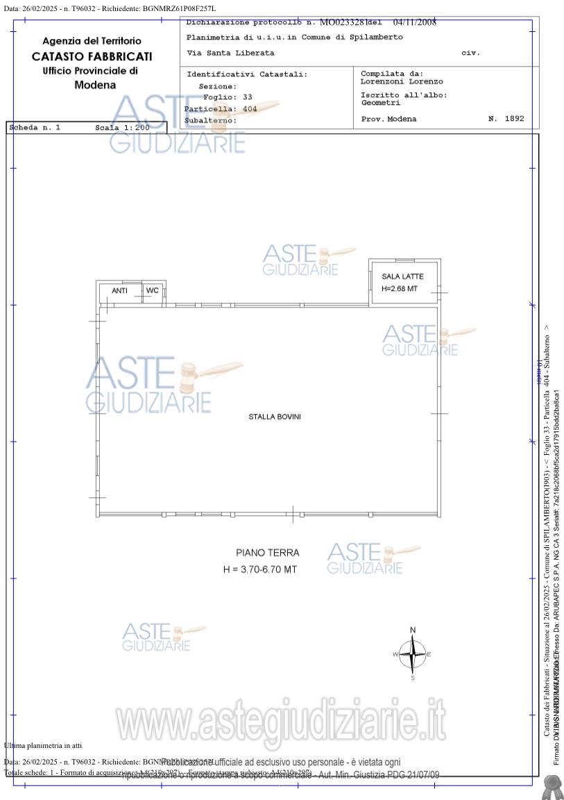 Planimetria del bene