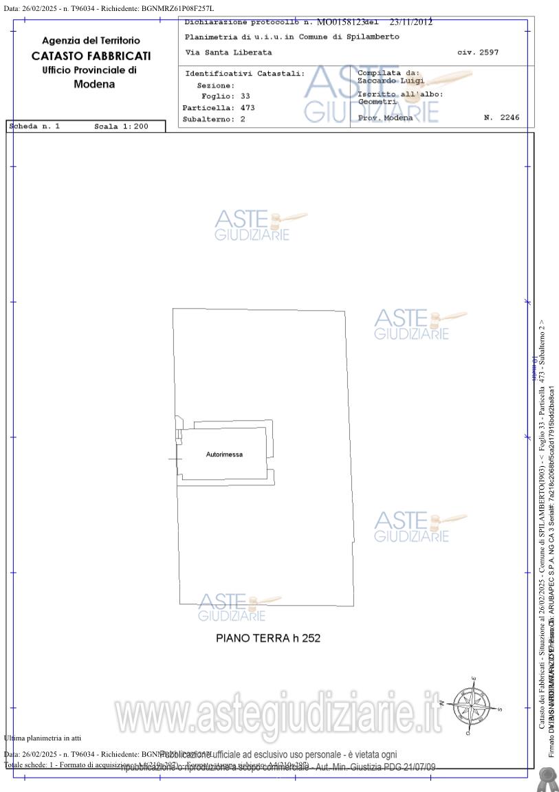 Planimetria del bene