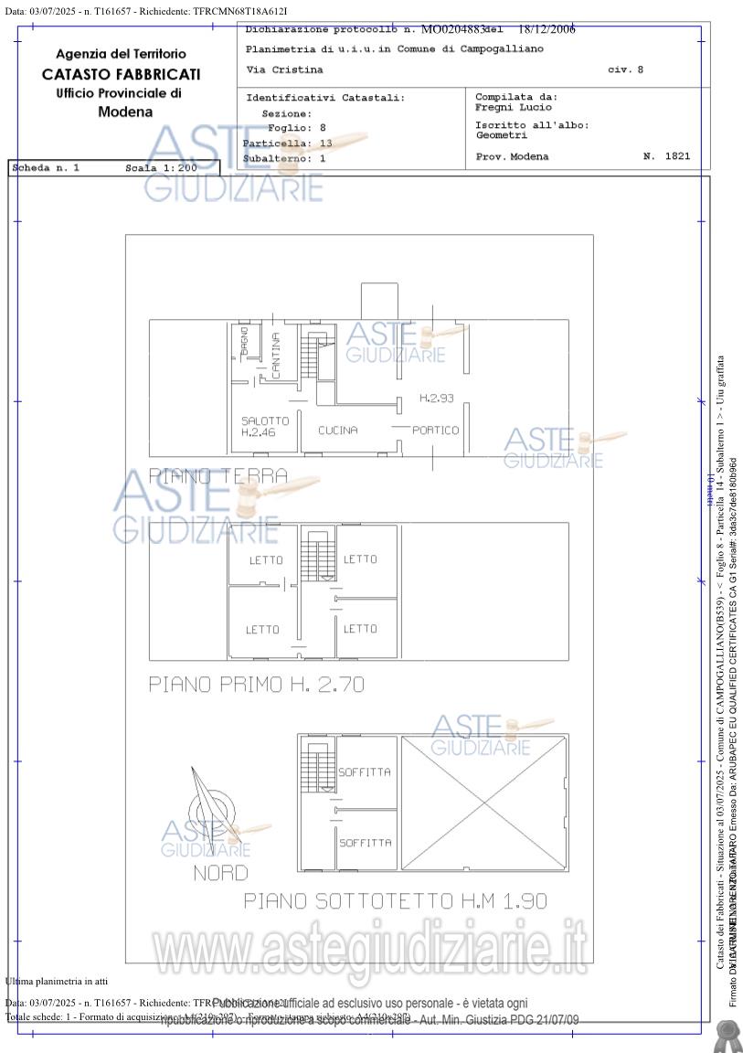 Planimetria del bene