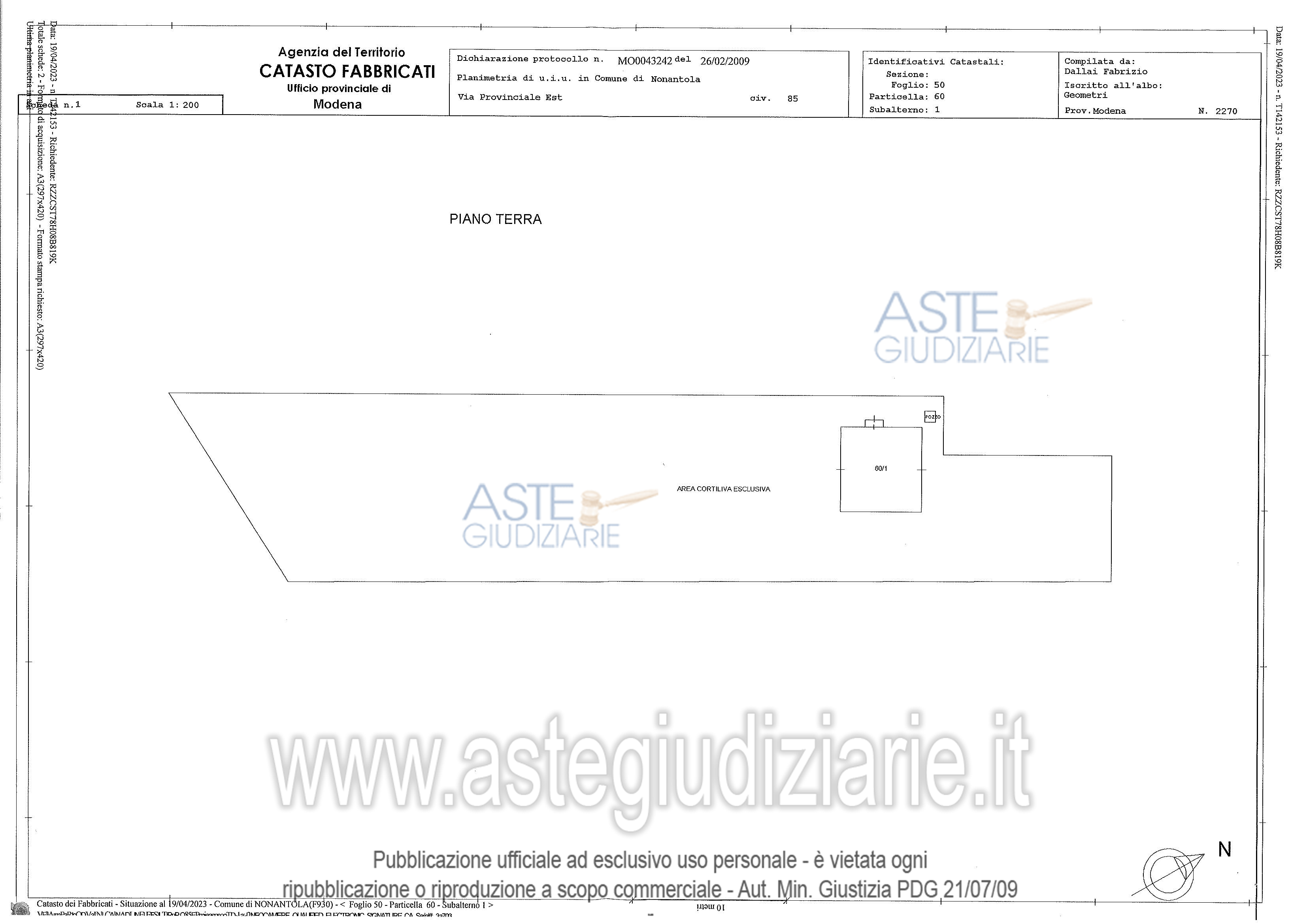 Planimetria del bene