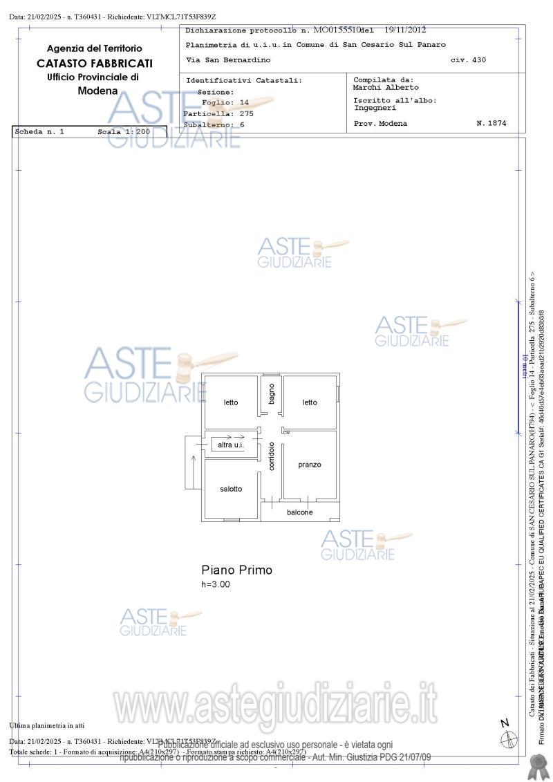 Planimetria del bene