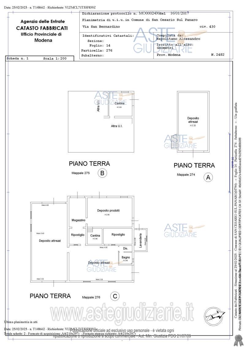 Planimetria del bene