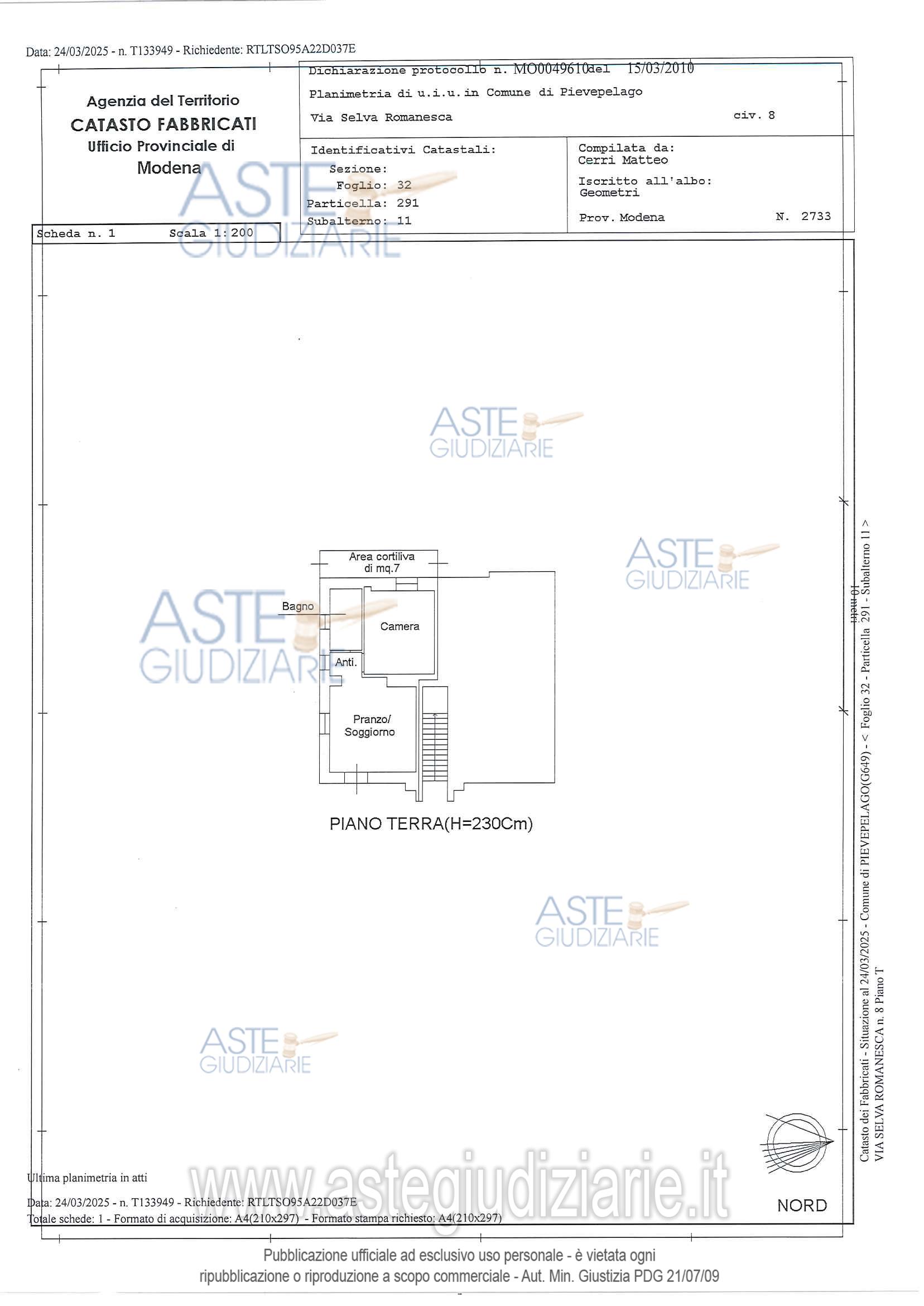 Planimetria del bene