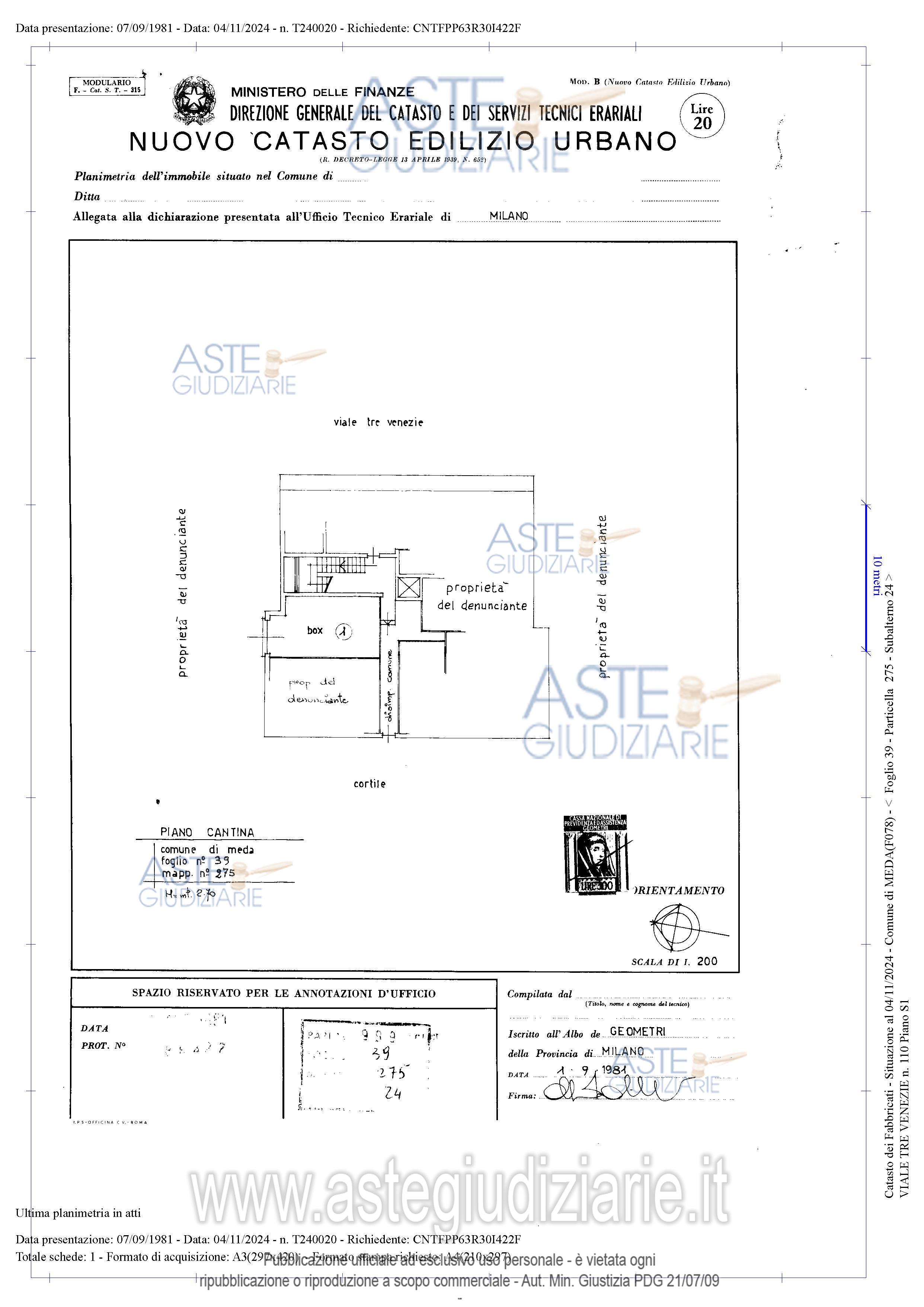 Planimetria del bene