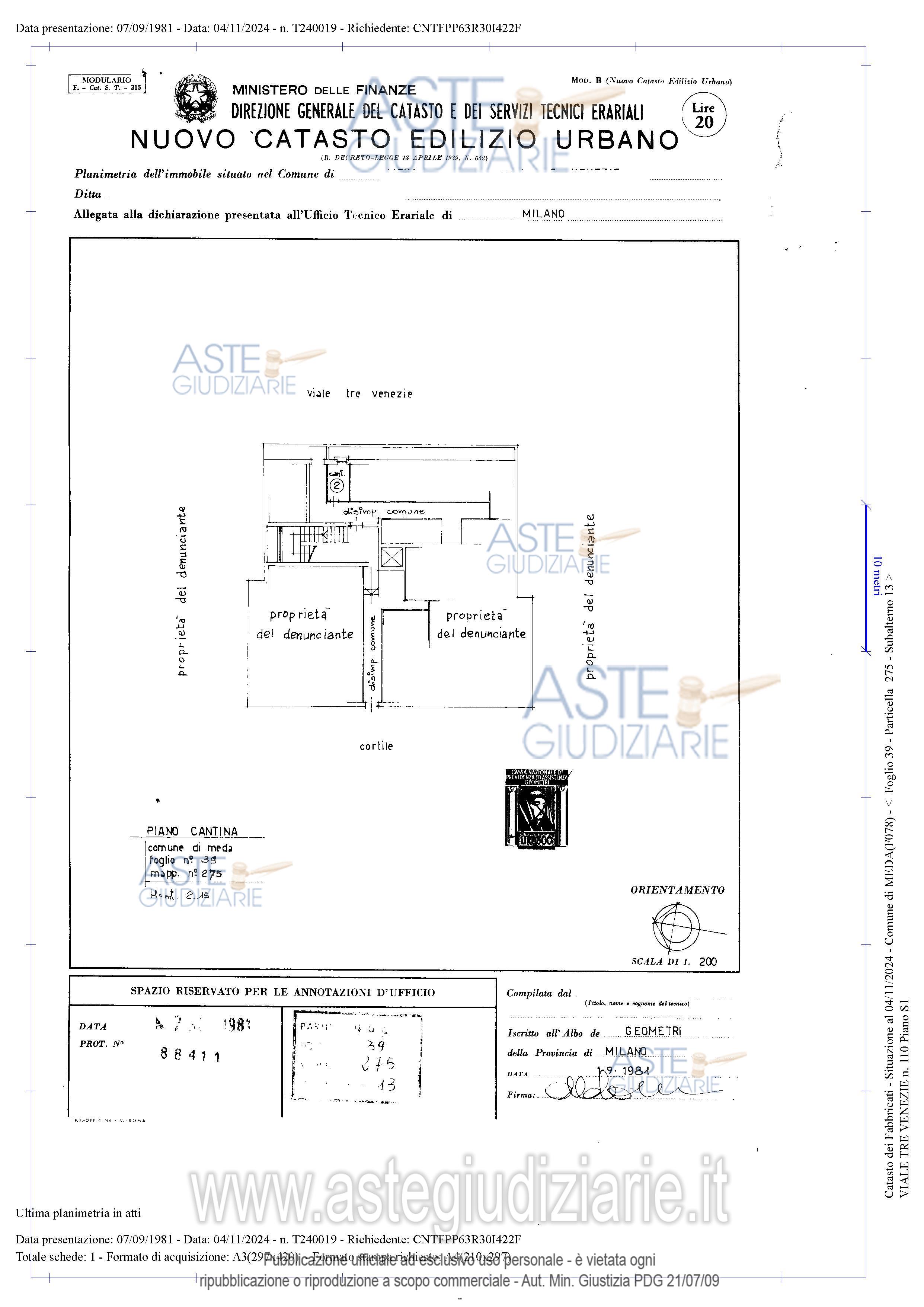 Planimetria del bene