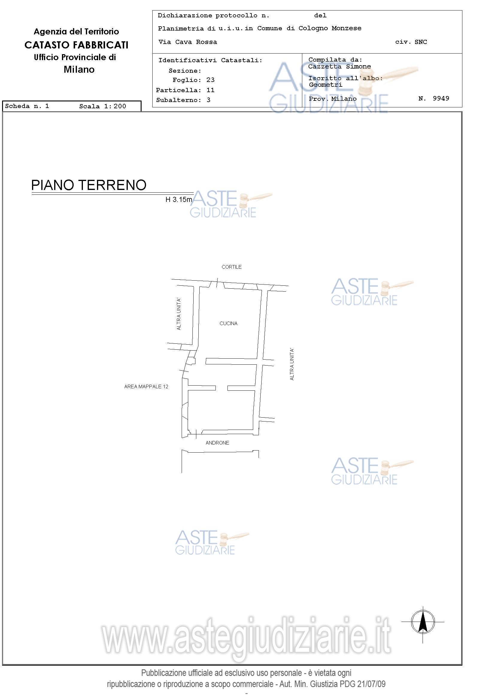 Planimetria del bene