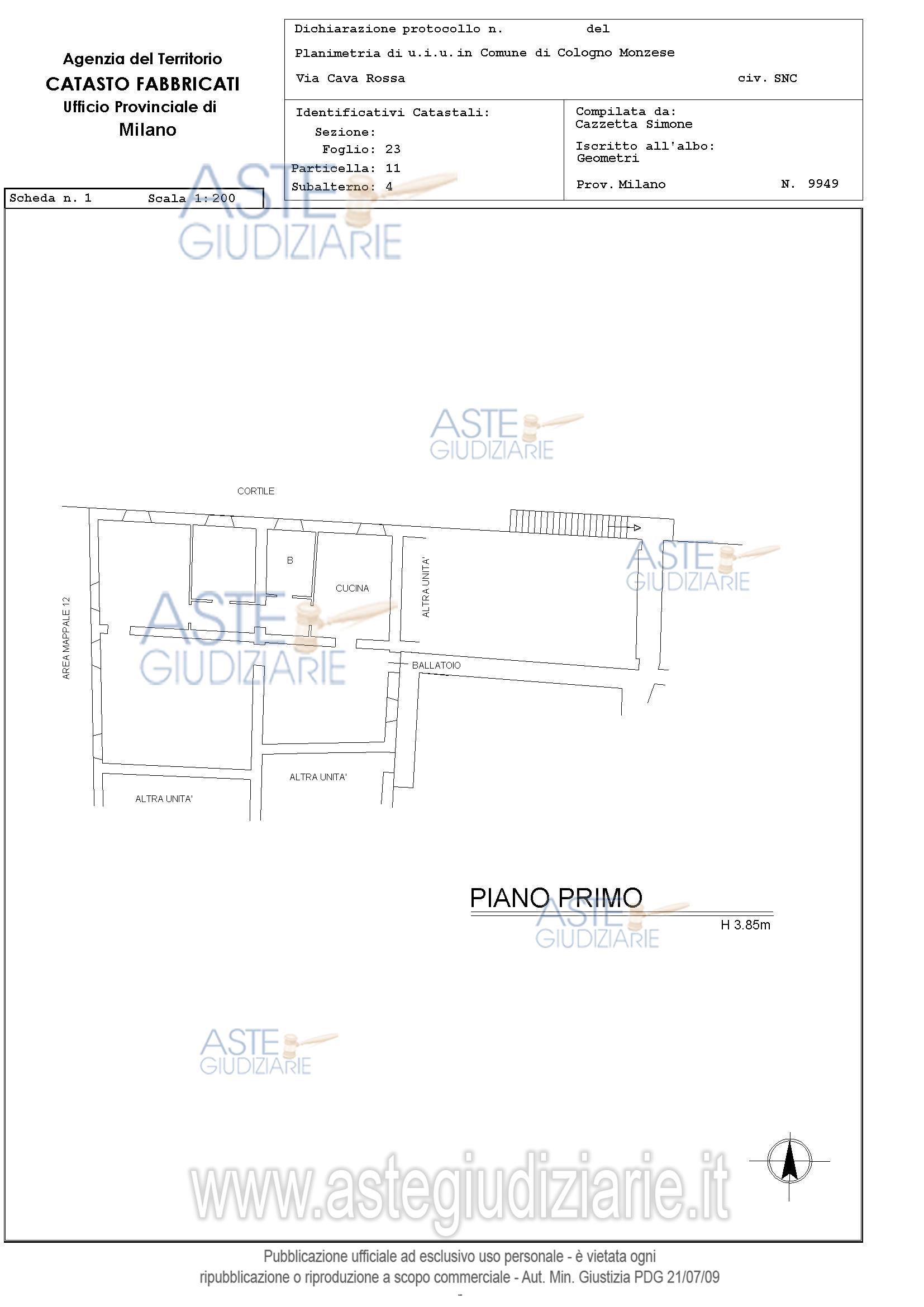 Planimetria del bene