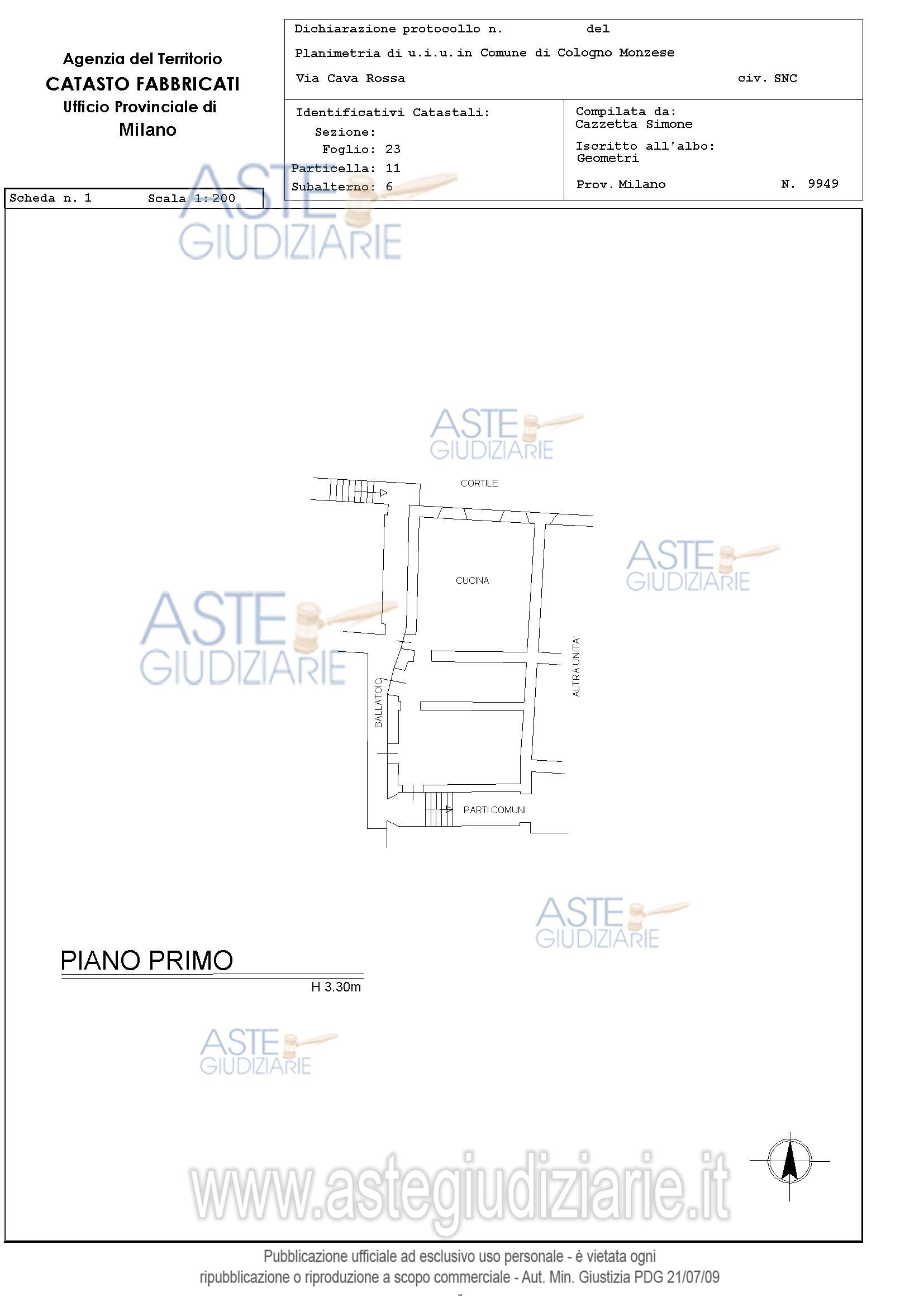 Planimetria del bene