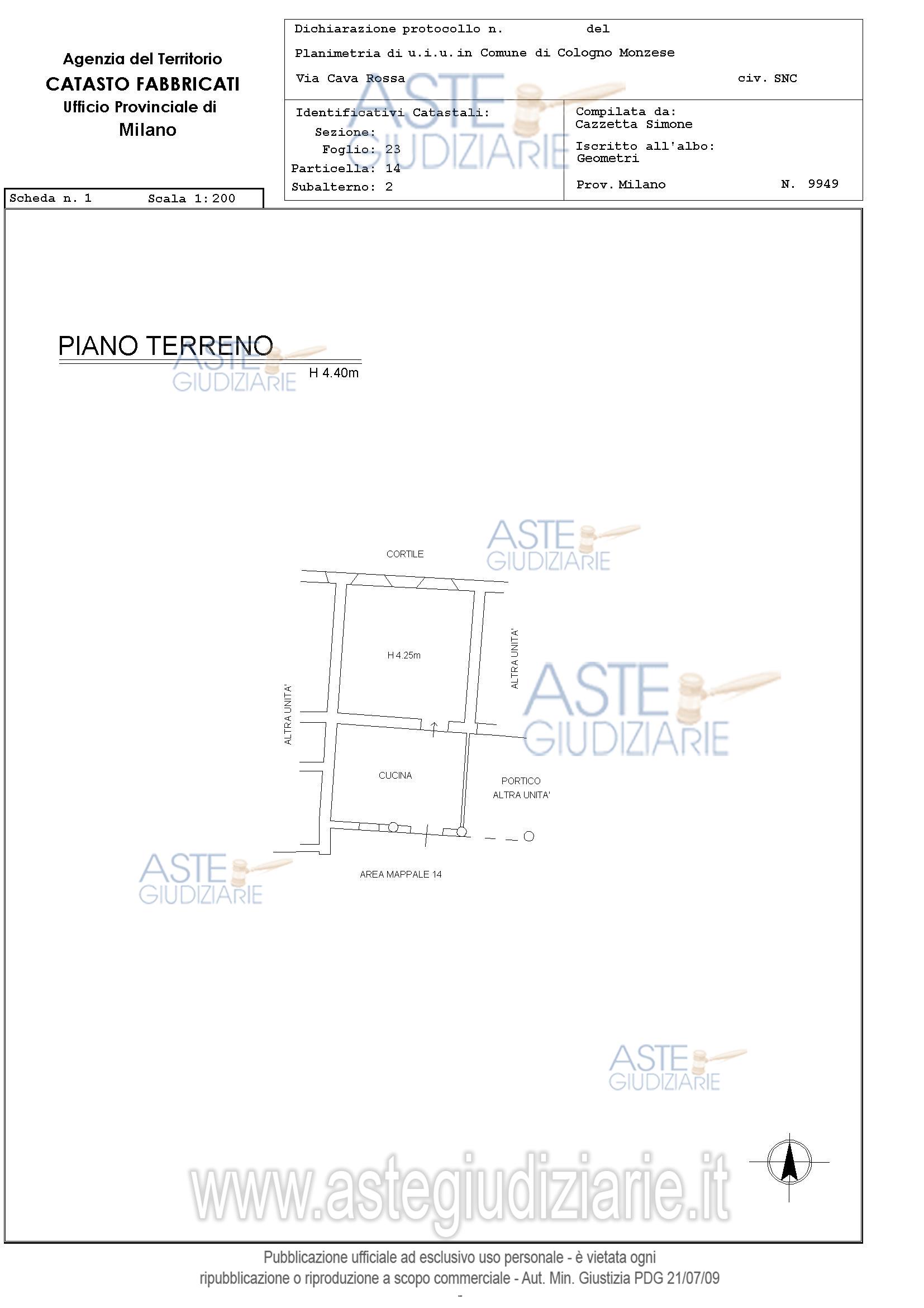 Planimetria del bene