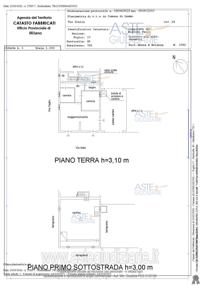 Planimetria del bene