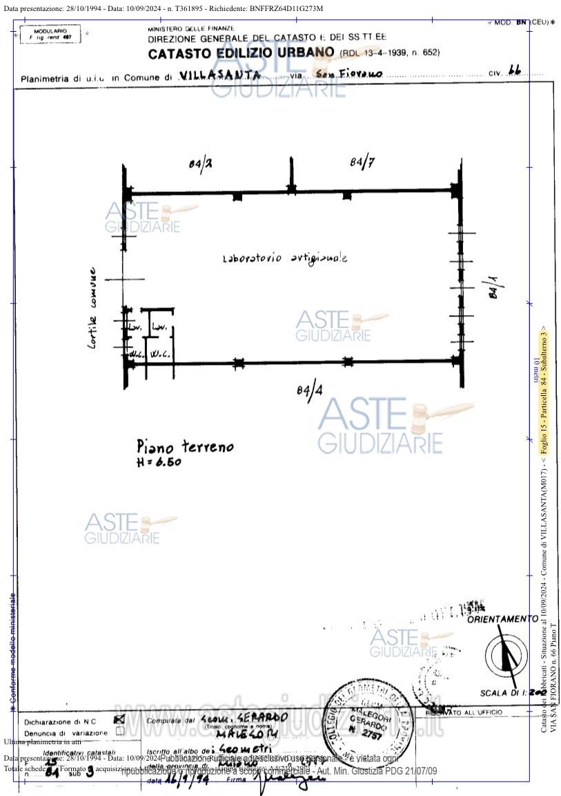 Planimetria del bene