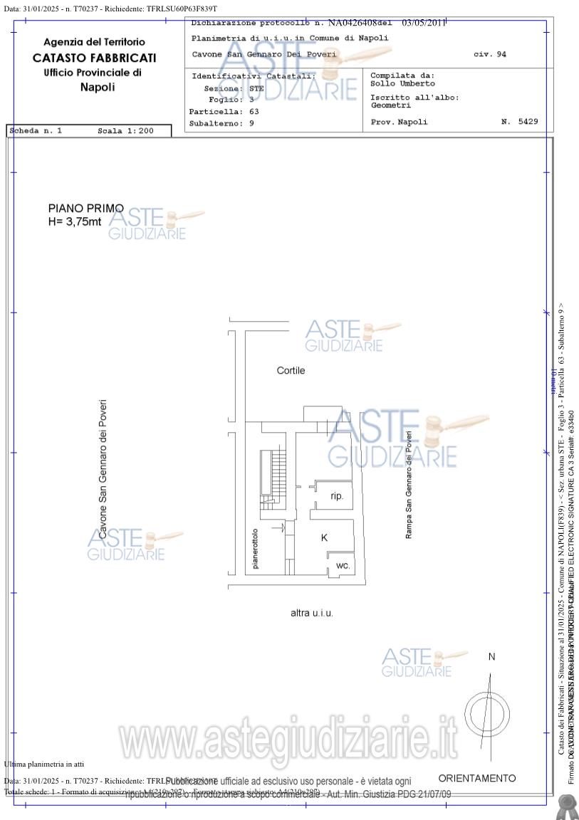Planimetria del bene