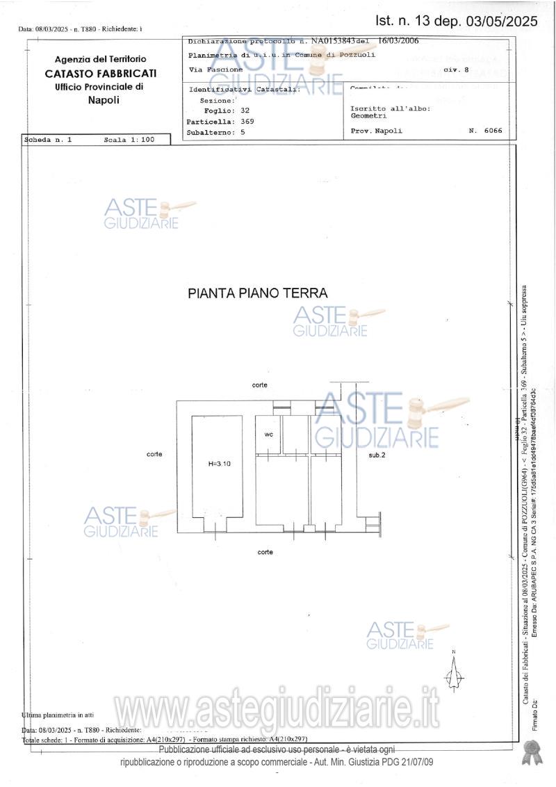 Planimetria del bene