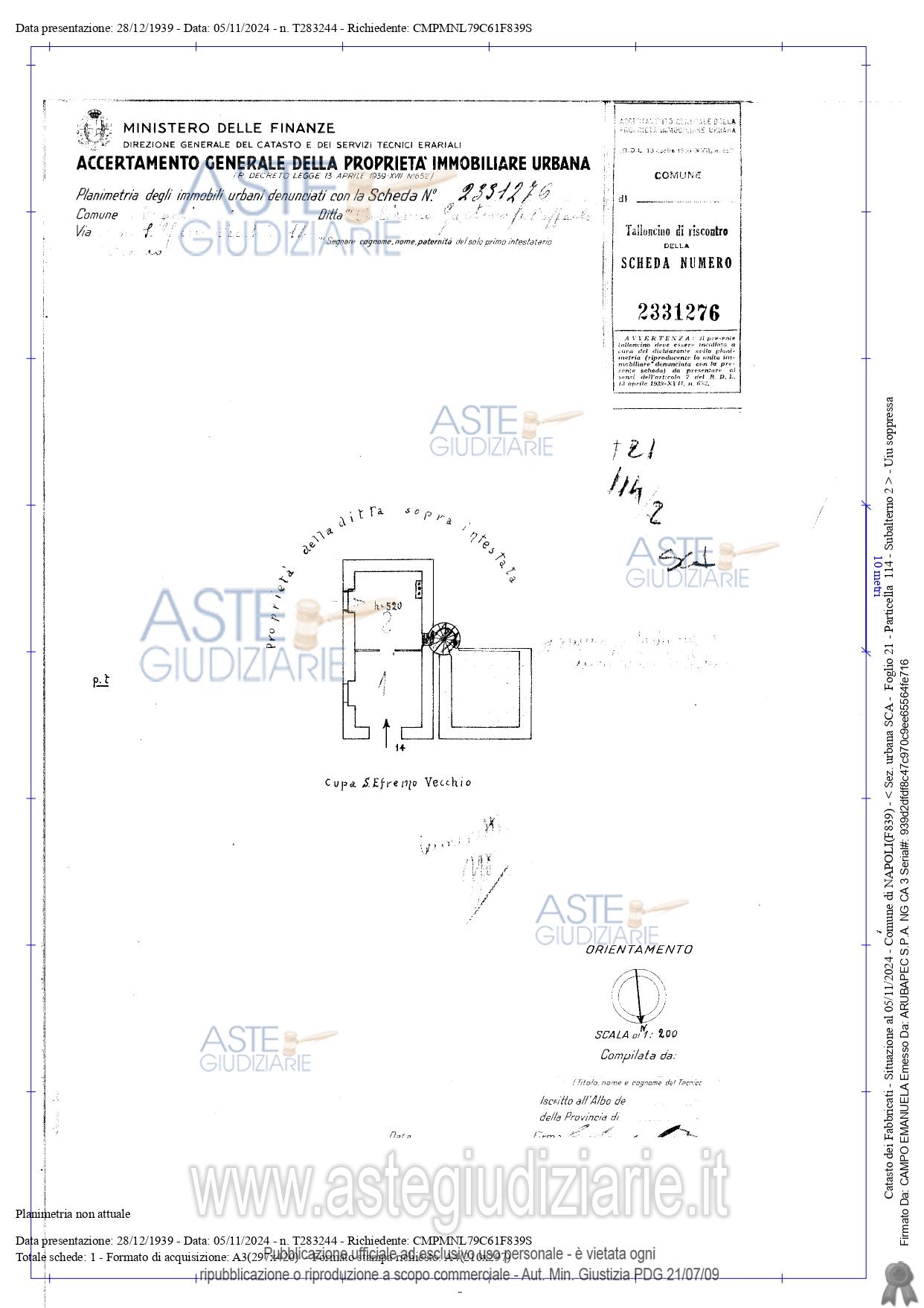 Planimetria del bene